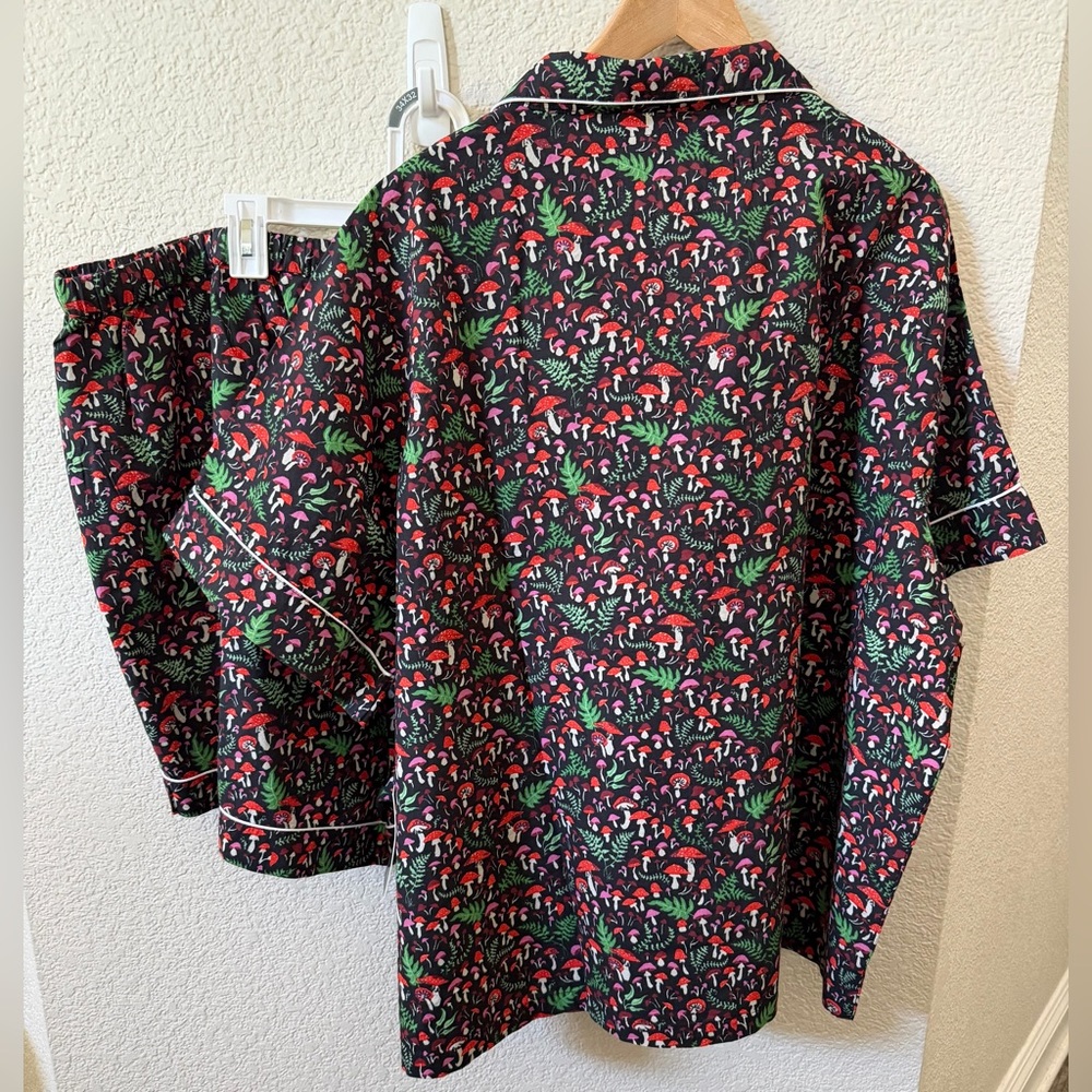 PRINTFRESH 4X Organic Cotton Shorts Pajama Set Mushroom & Leaf Print - Picture 2 of 16